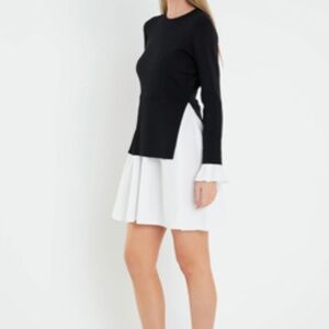 POPLIN COMBO KNIT MINI DRESS